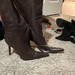 Brown high heel boots